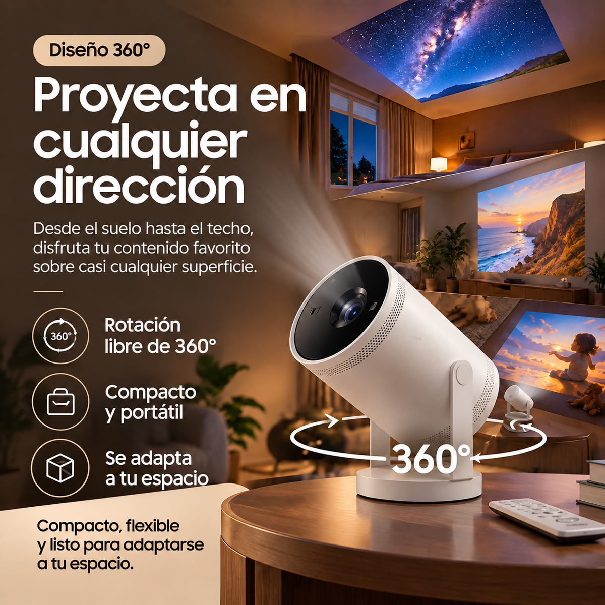 Samsung The Freestyle 2nd Gen Proyector Inteligente Portátil – Tu Cine Privado en Cualquier Lugar