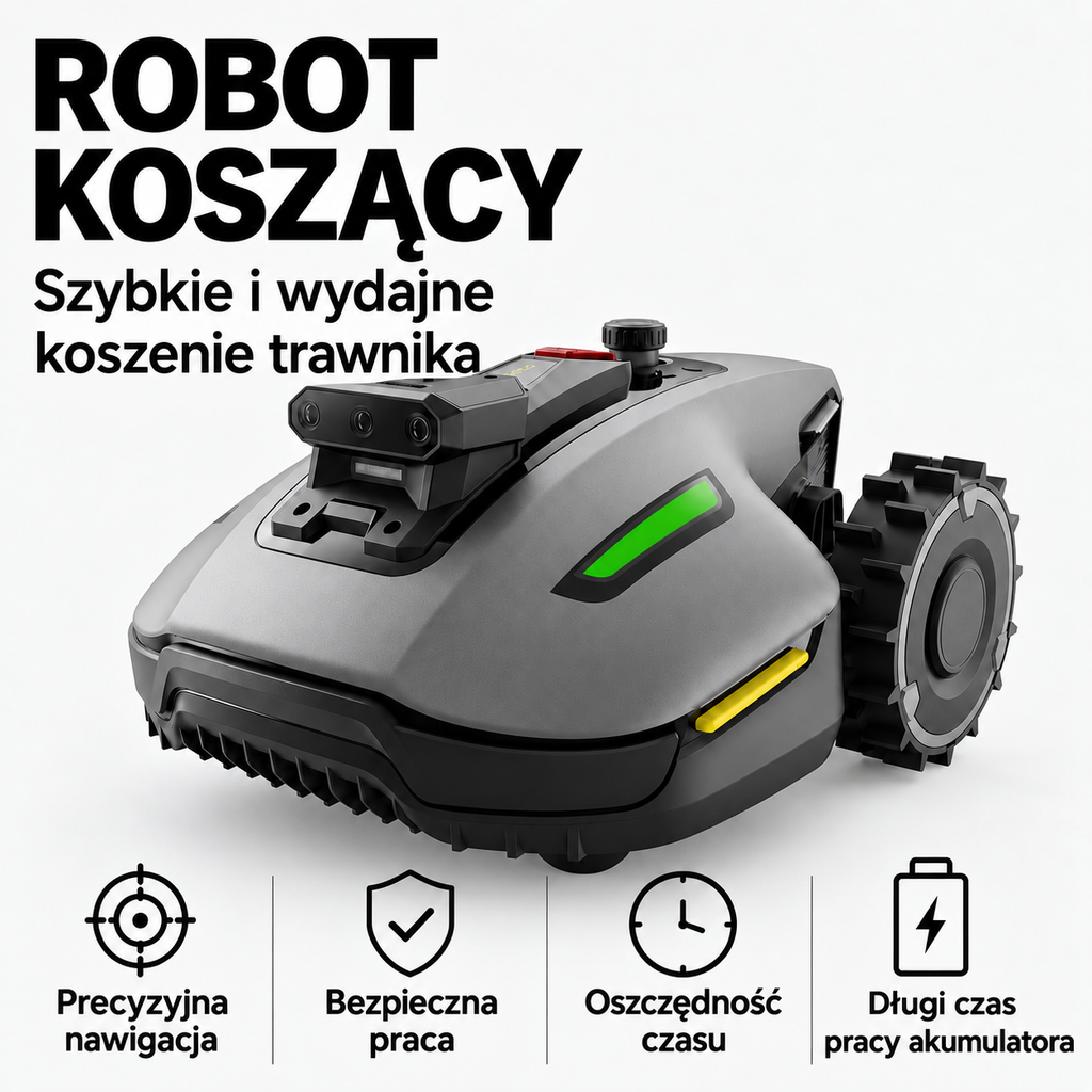 Inteligentna bezprzewodowa kosiarka robotyczna z nawigacją AI i automatycznym ładowaniem
