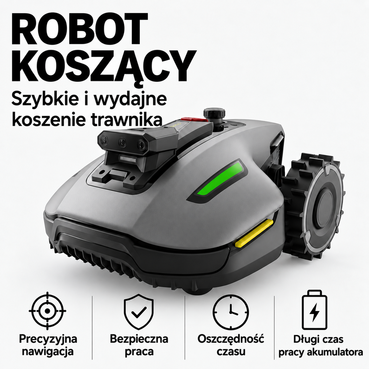 Inteligentna bezprzewodowa kosiarka robotyczna z nawigacją AI i automatycznym ładowaniem