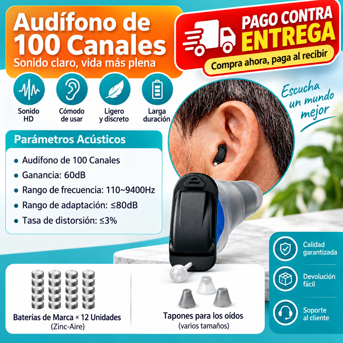 Aparato auditivo alemán original – Invisible y para jóvenes y mayores