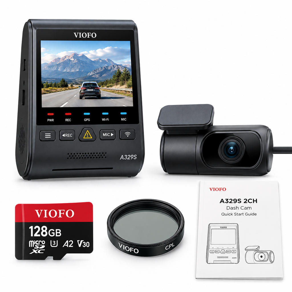 VIOFO A329S 2CH – Wideorejestrator 4K + 2K z GPS, Wi-Fi i Trybem Parkingowym