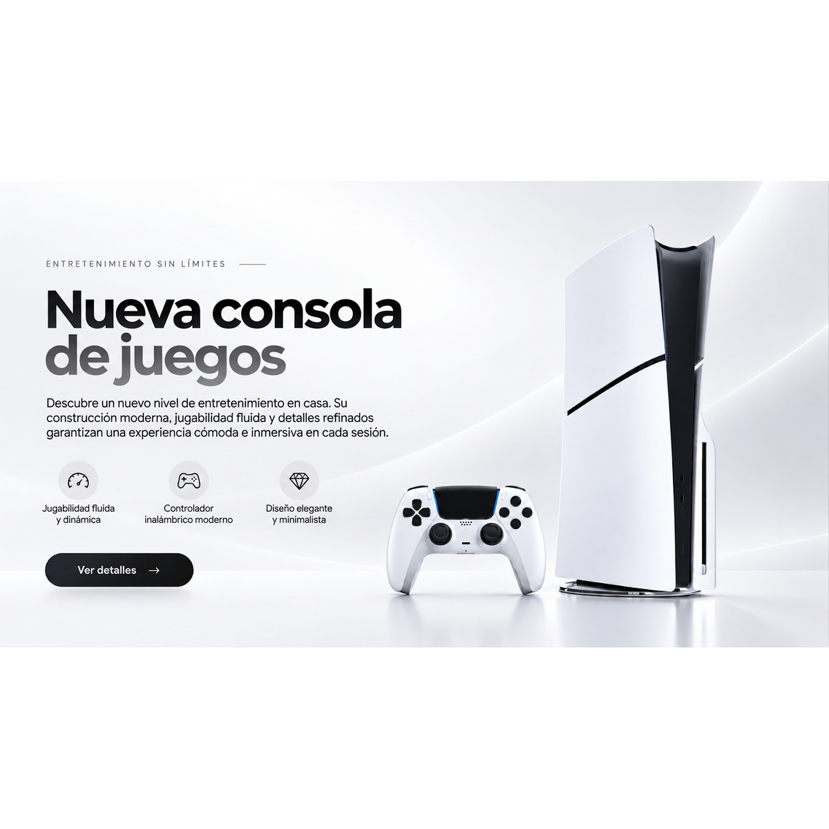 Consola de juegos moderna con controlador inalámbrico