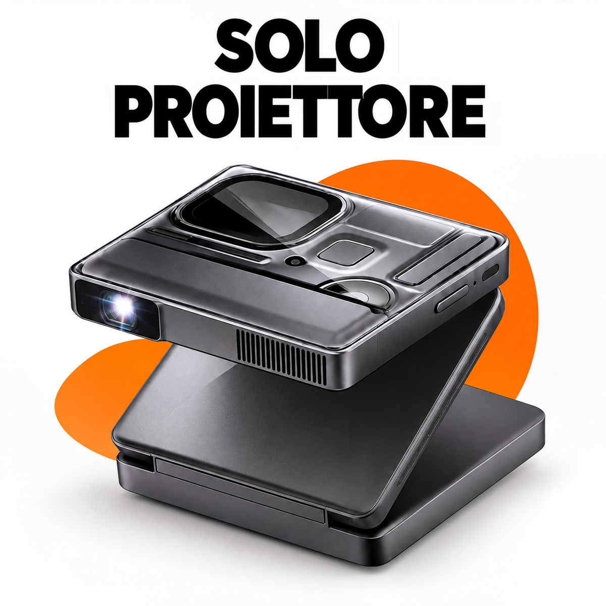 Mini Proiettore Portatile DLP con Supporto 1080P, WiFi Dual Band e Bluetooth, Videoproiettore con Batteria Integrata per Home Cinema, Smartphone e Console