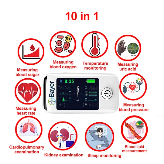 【11-in-1】Misuratore di glicemia multifunzionale non invasivo Bayer
