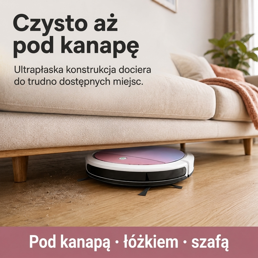Płaski robot odkurzający 3 w 1 do sierści, kurzu i okruchów