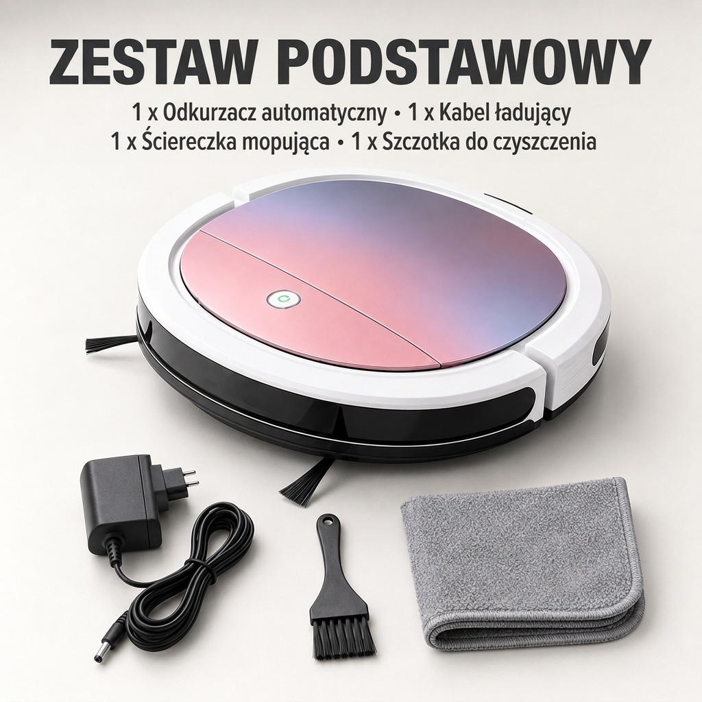Płaski robot odkurzający 3 w 1 do sierści, kurzu i okruchów