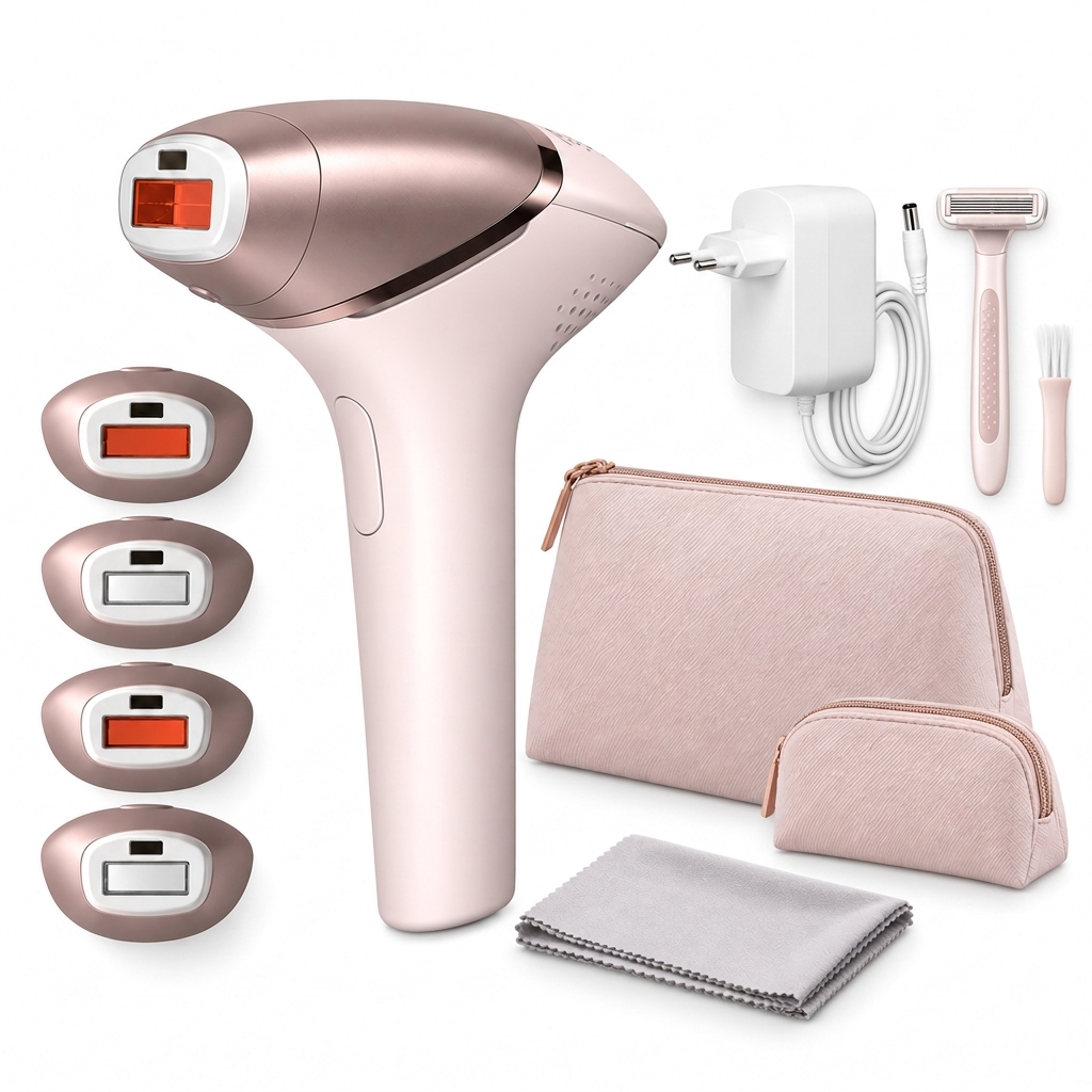 Dispositivo de depilación IPL con 4 cabezales y sensor de piel
