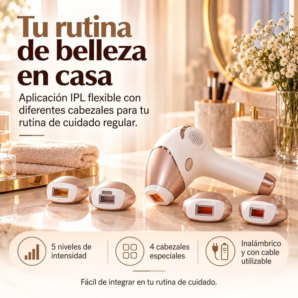 Dispositivo de depilación IPL con 4 cabezales y sensor de piel