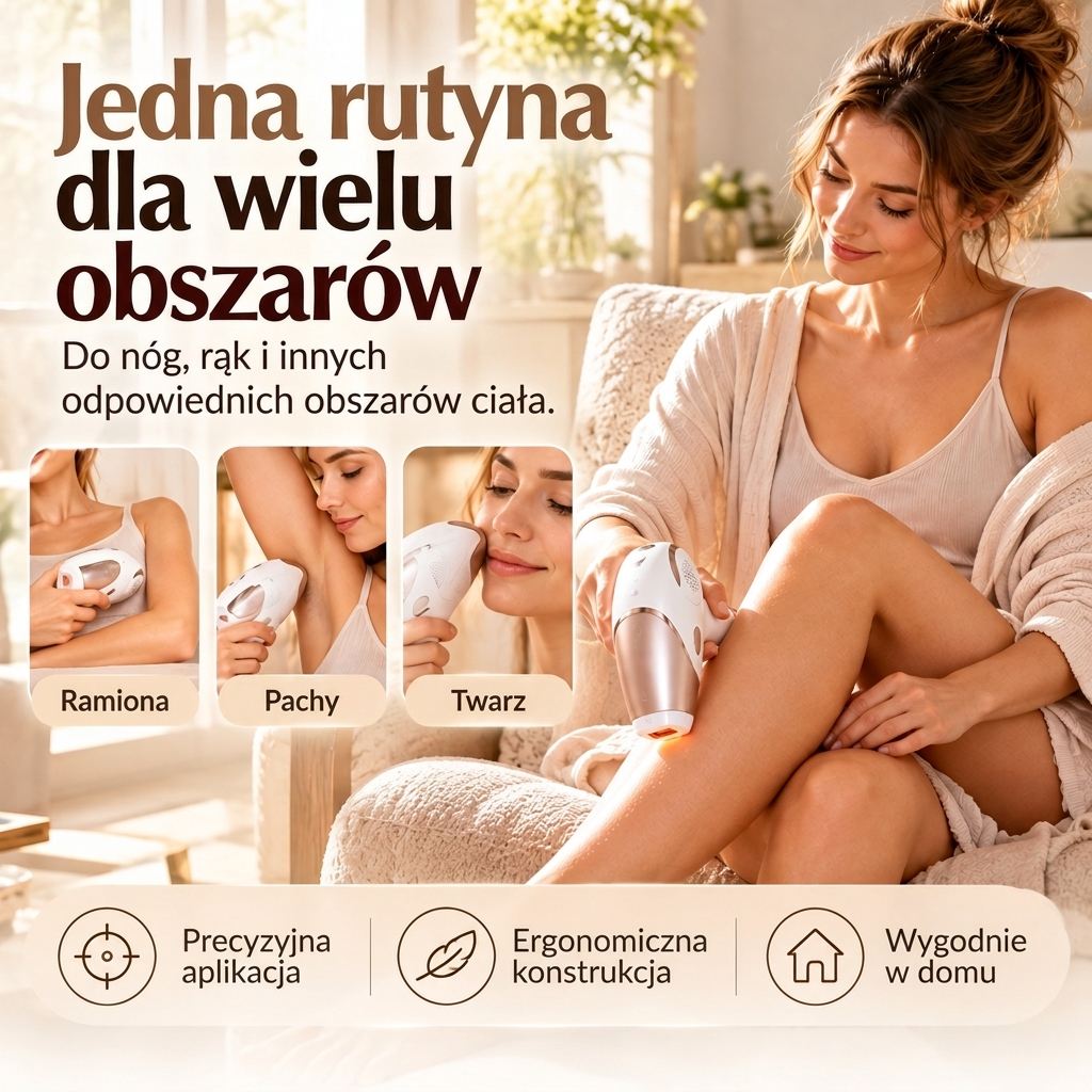 Urządzenie do depilacji IPL z 4 nasadkami i czujnikiem skóry