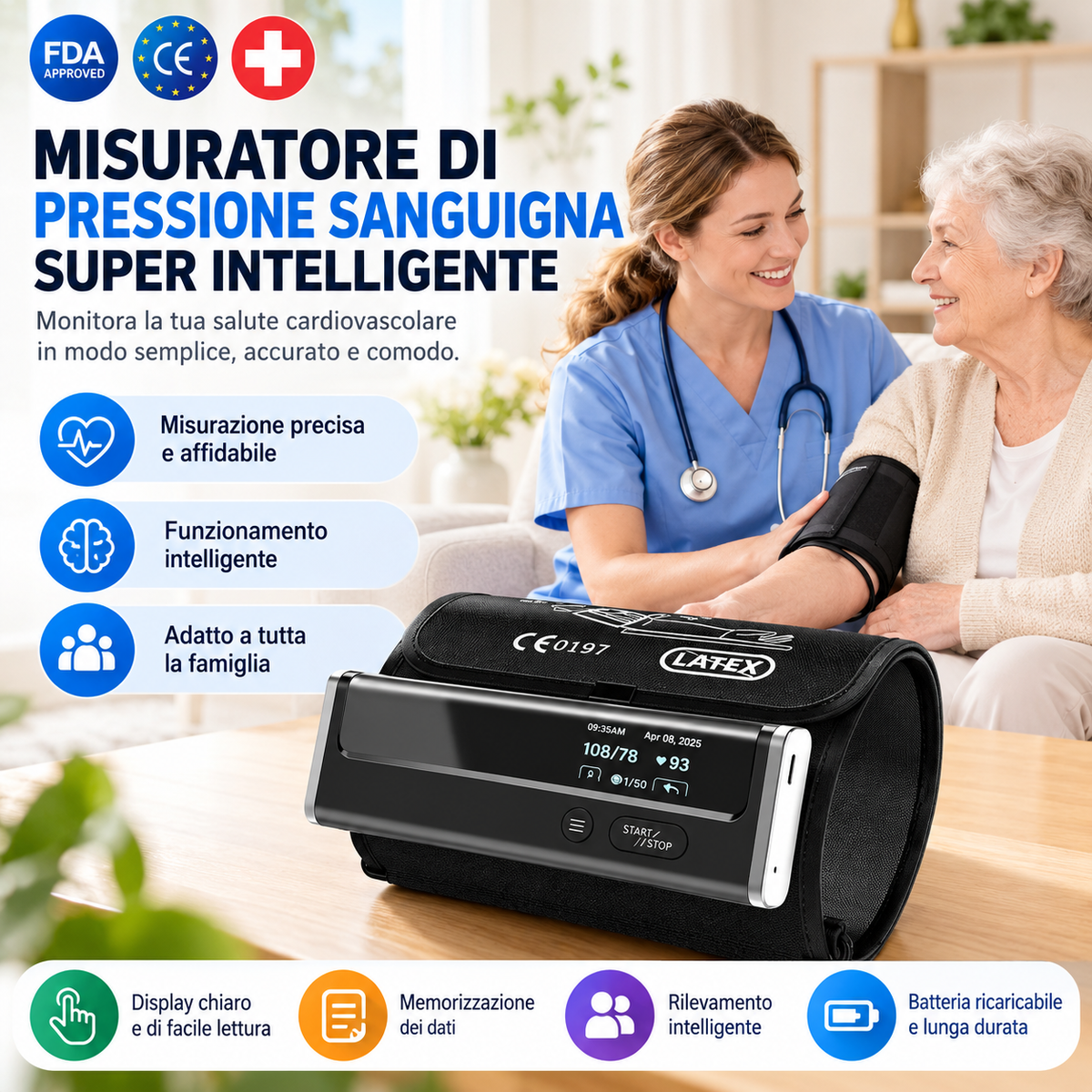 【12 in 1】L'ultimo misuratore di pressione sanguigna non invasivo e altamente intelligente di Omron