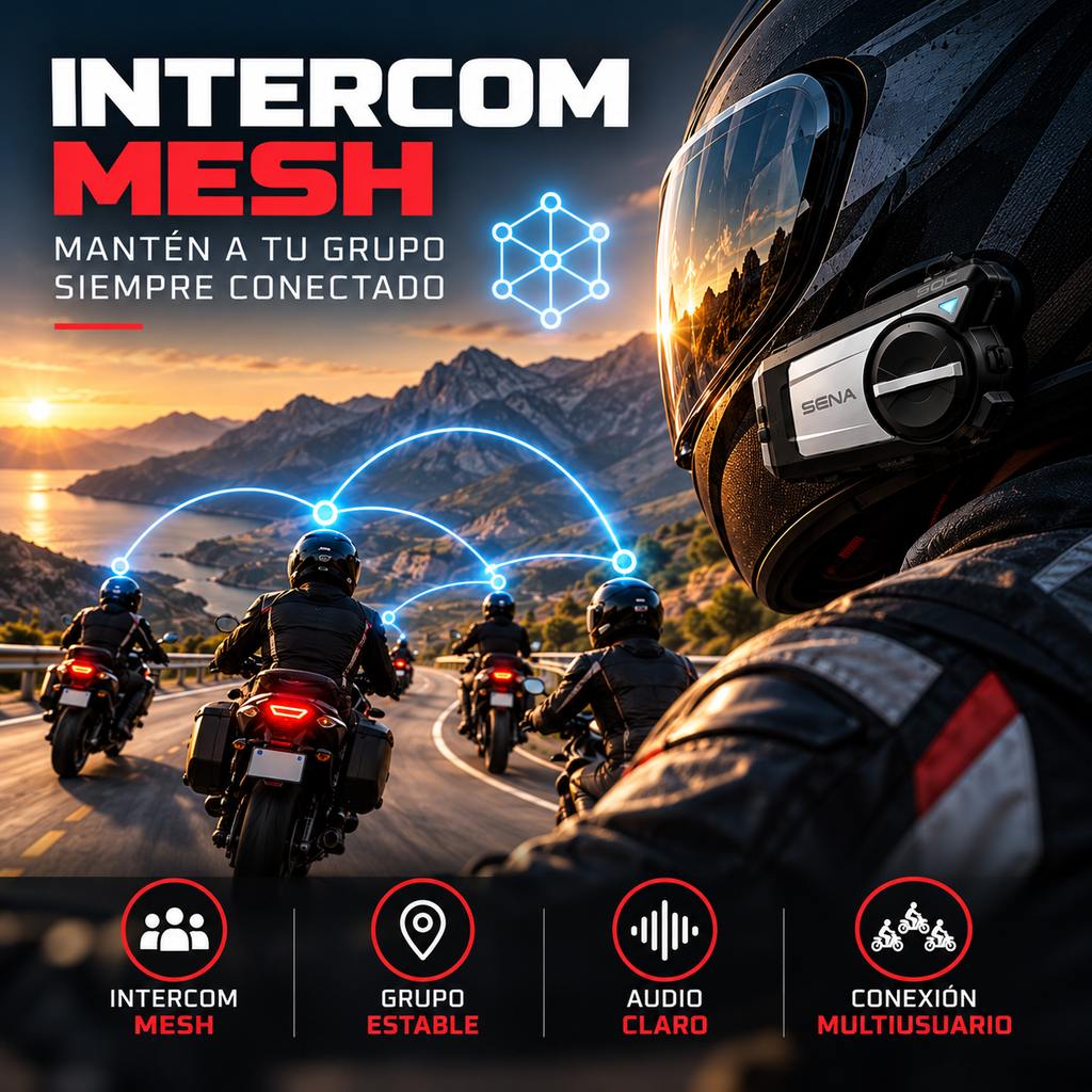 SENA 50C – Intercomunicador de Moto con Cámara 4K, Mesh Bluetooth y Sonido Harman Kardon