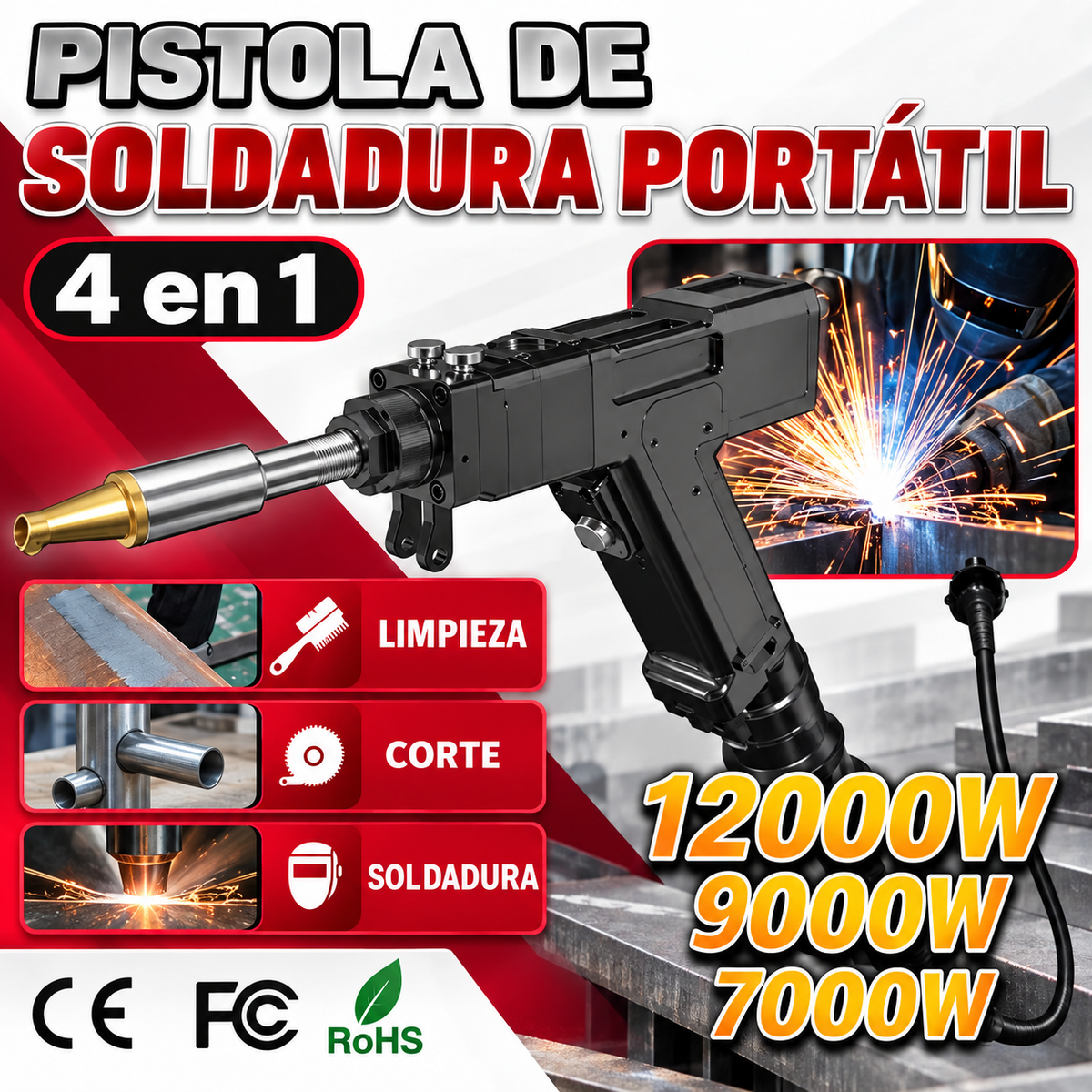 Pistola de soldadura láser multiusos 4 en 1