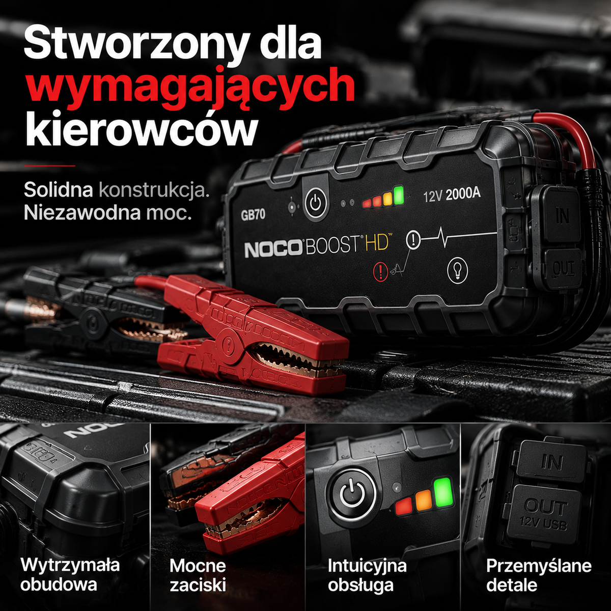 Booster samochodowy 12V 2000A – urządzenie rozruchowe do akumulatora, Diesla i silników benzynowych