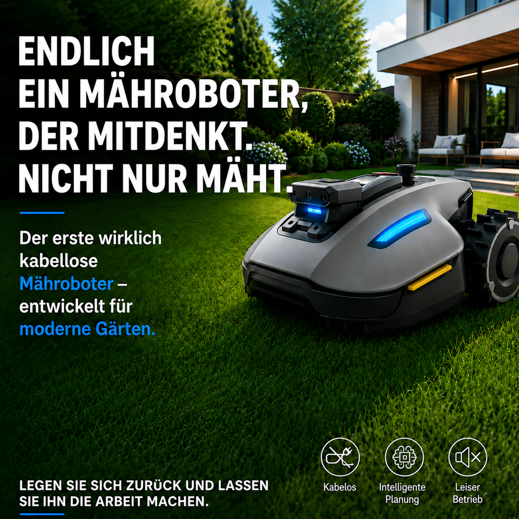 Inteligentna bezprzewodowa kosiarka robotyczna z nawigacją AI i automatycznym ładowaniem
