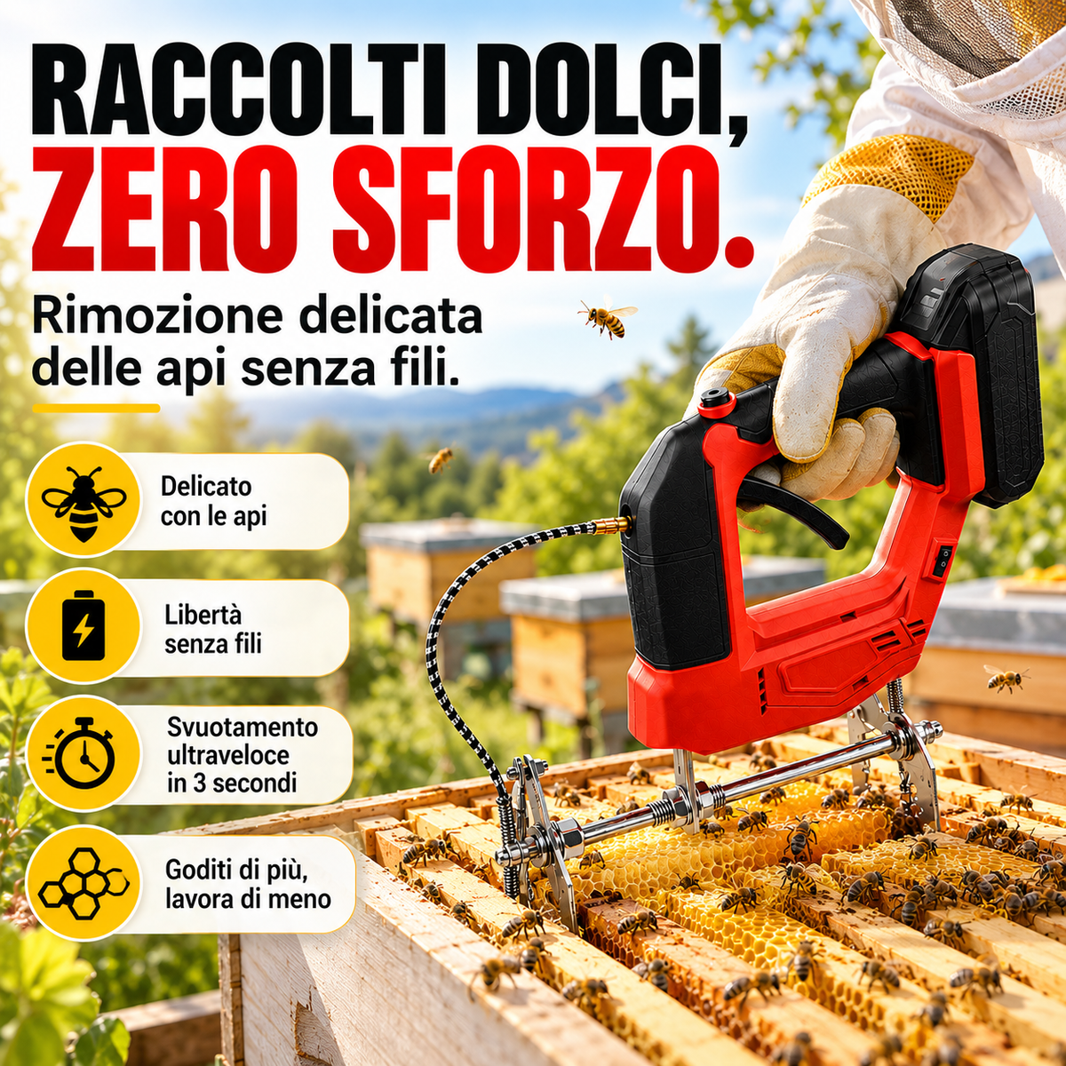 Scuotitore elettrico wireless per api – strumento per la raccolta del miele