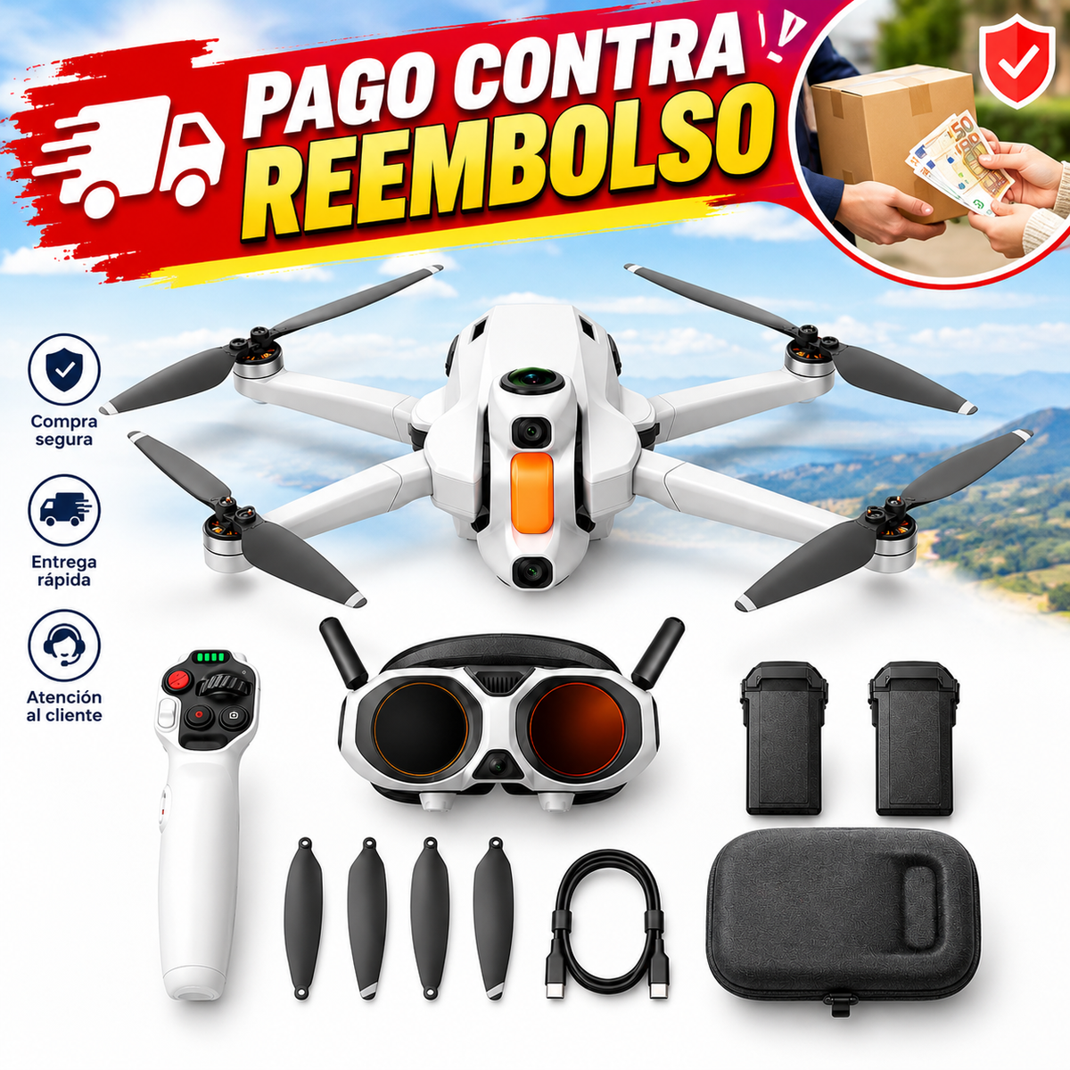 Dron FPV plegable de 360° con cámara 8K y vista de imagen térmica, dron con cámara de 249 g con gafas de vuelo, control de movimiento, detección de obstáculos y retorno automático