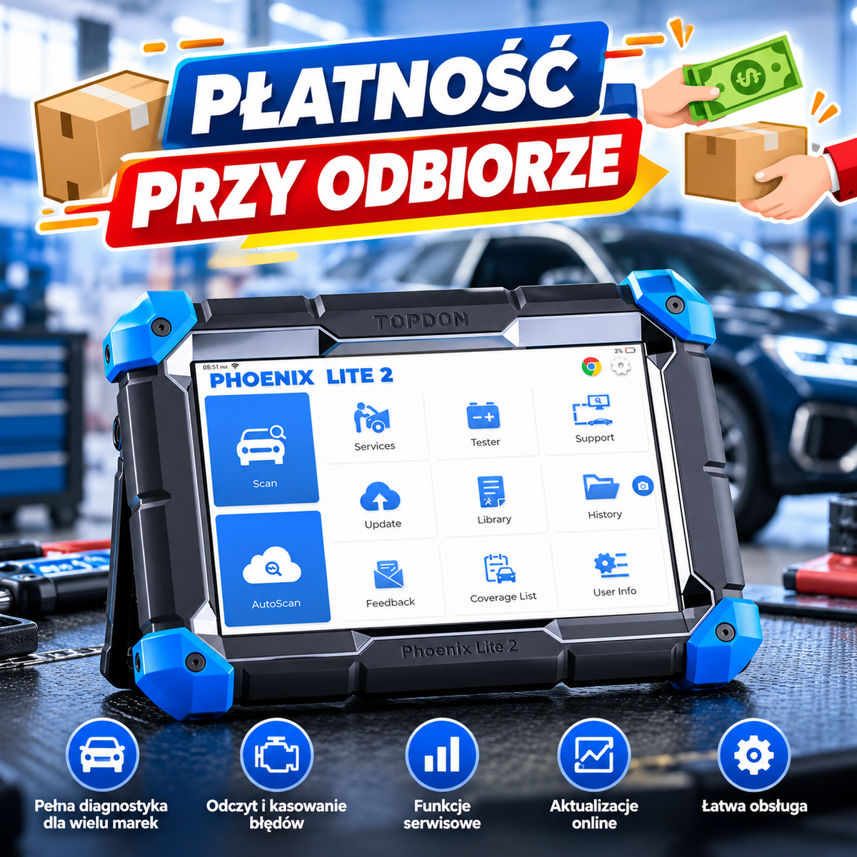 TOPDON Phoenix Lite 2 – Profesjonalny Tester Diagnostyczny OBD2 do Samochodów