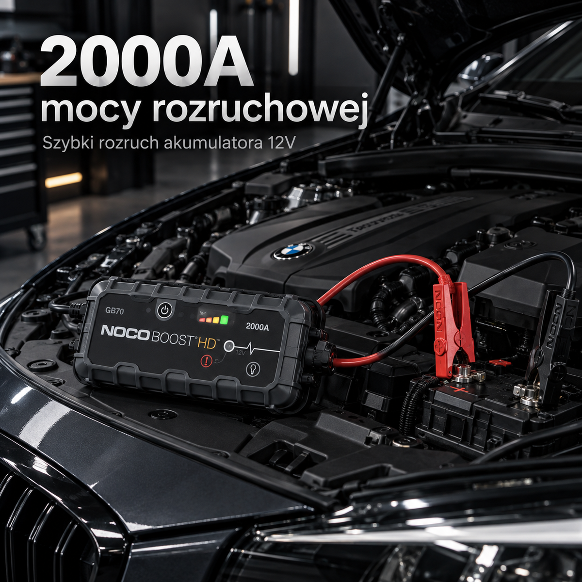 Booster samochodowy 12V 2000A – urządzenie rozruchowe do akumulatora, Diesla i silników benzynowych