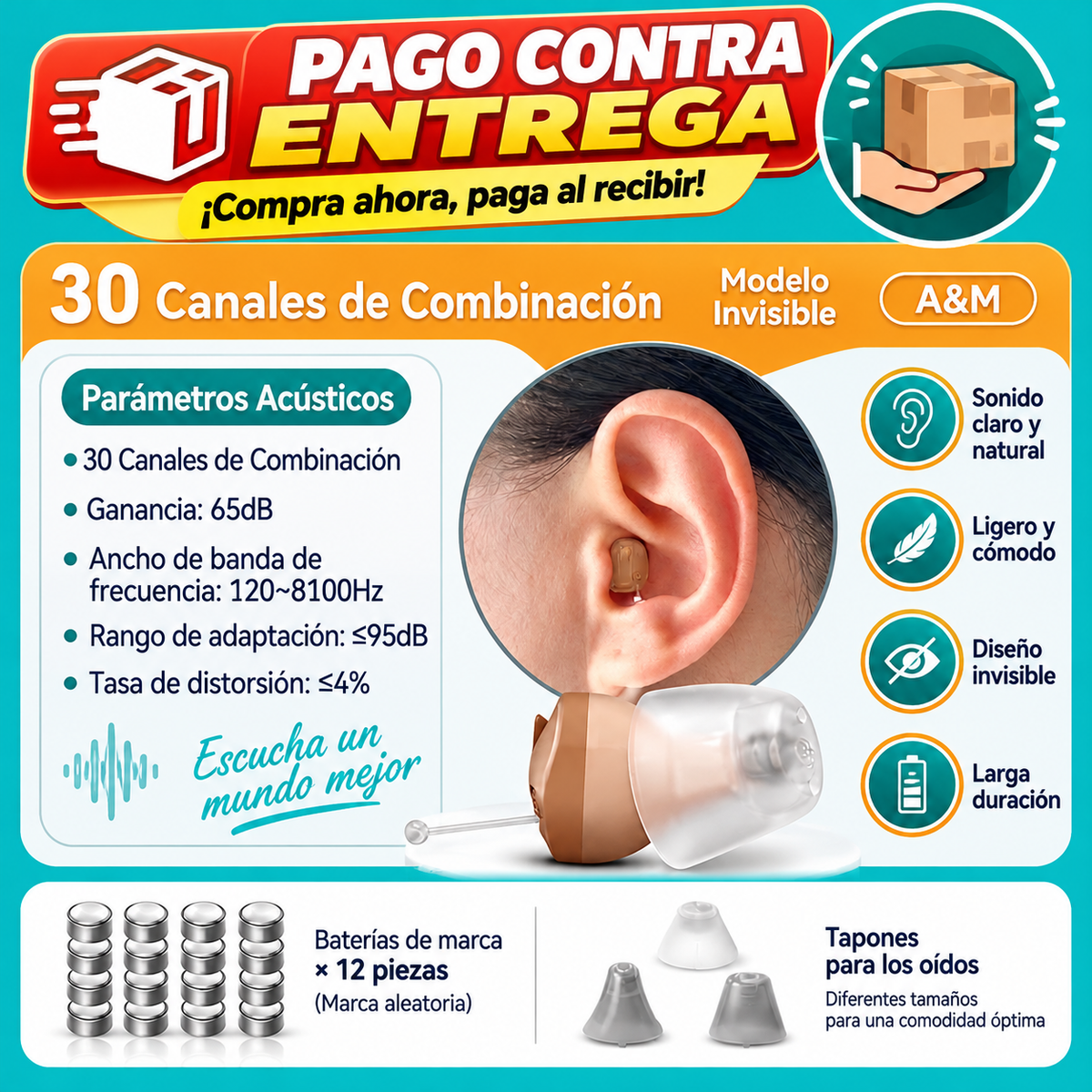 Aparato auditivo alemán original – Invisible y para jóvenes y mayores