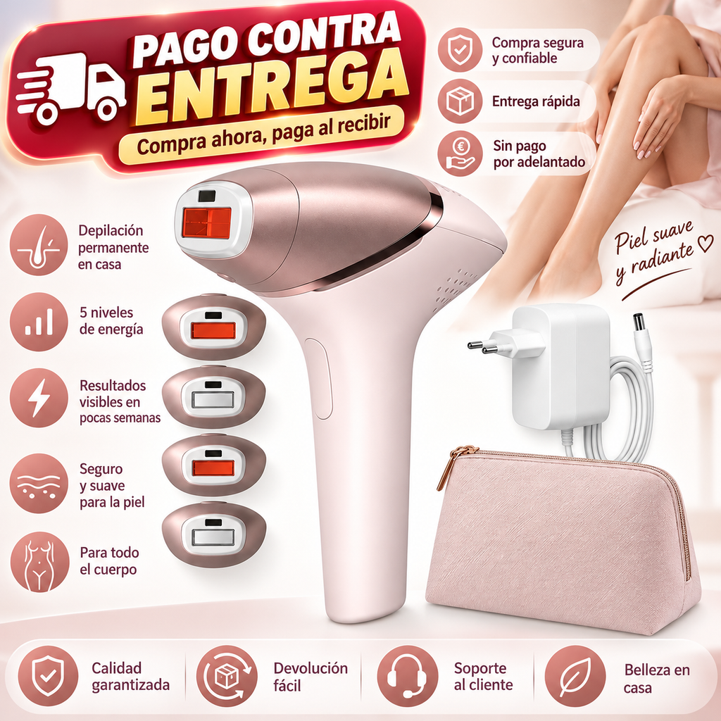Dispositivo de depilación IPL con 4 cabezales y sensor de piel