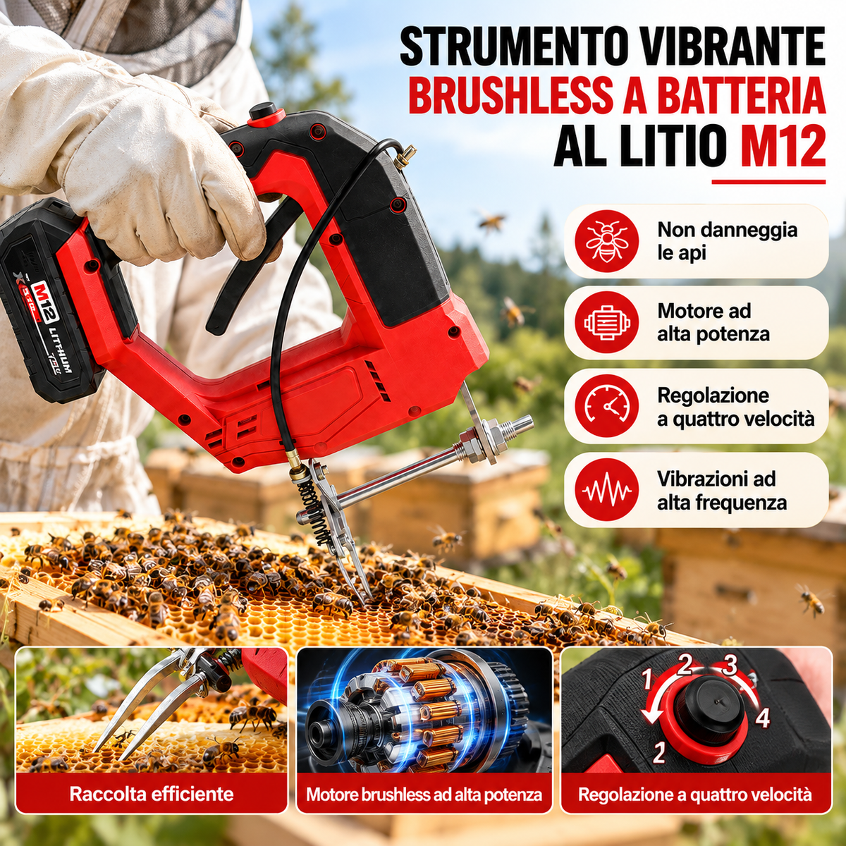 Scuotitore elettrico wireless per api – strumento per la raccolta del miele