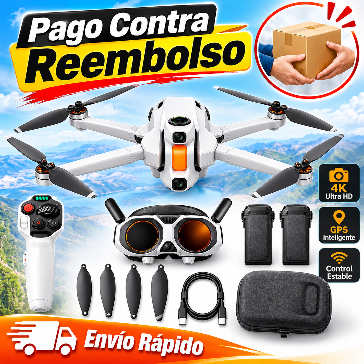 Dron FPV plegable de 360° con cámara 8K y vista de imagen térmica, dron con cámara de 249 g con gafas de vuelo, control de movimiento, detección de obstáculos y retorno automático