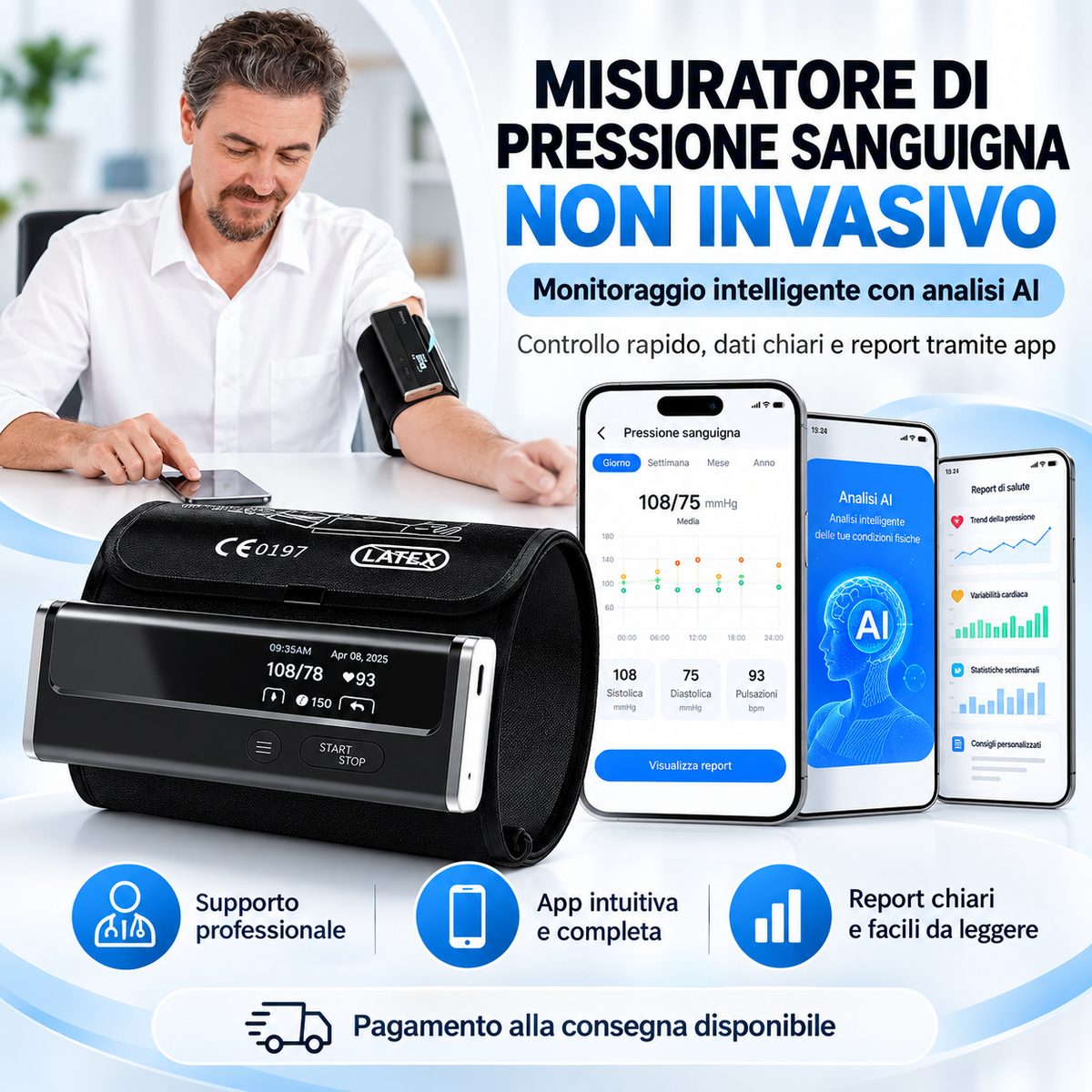 【12 in 1】L'ultimo misuratore di pressione sanguigna non invasivo e altamente intelligente di Omron